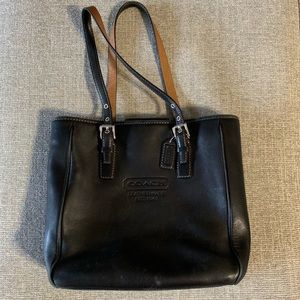Vintage Coach Black Leather Bucket Bag